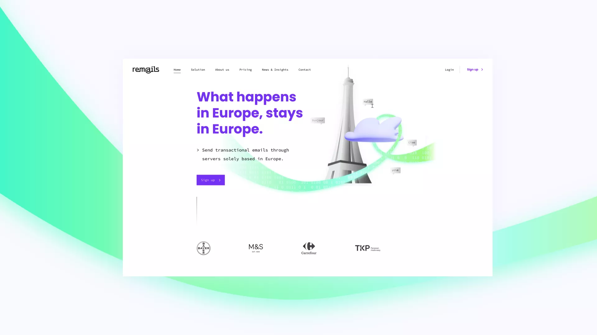 Remails website homepage door Upside