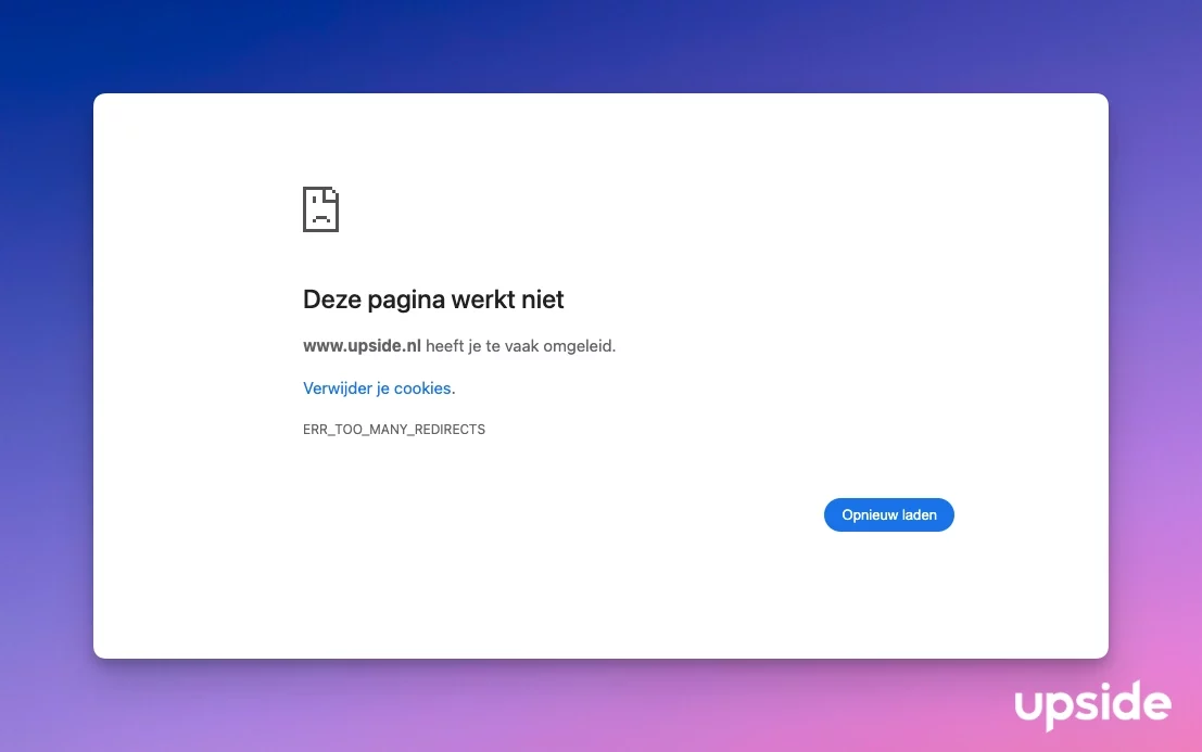 Teveel redirects geeft een error